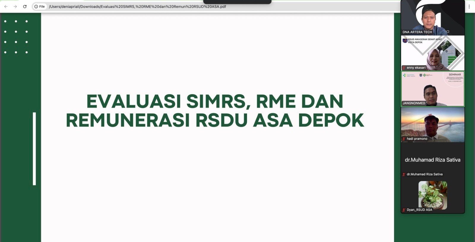 Evaluasi SIMRS, RME, dan Remunerasi RSUD ASA Depok bersama CV DNA Artera Tech