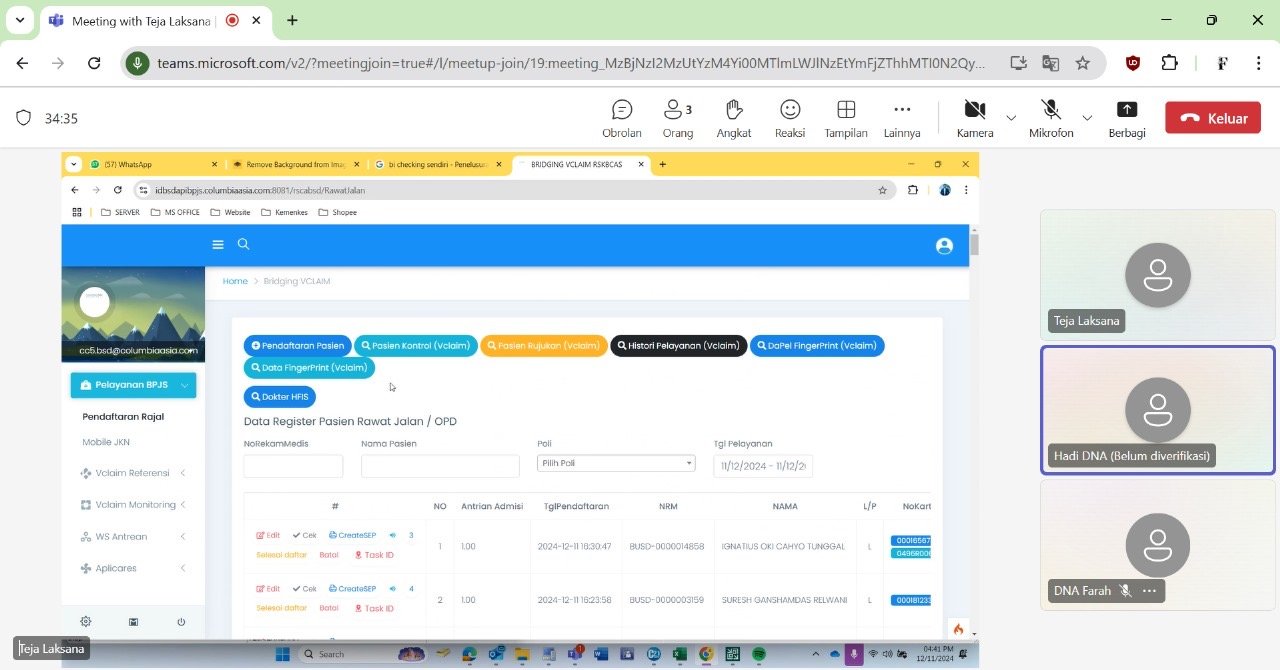 Evaluasi Implementasi Bridging HIS-BPJS columbia Asia Hospital BSD