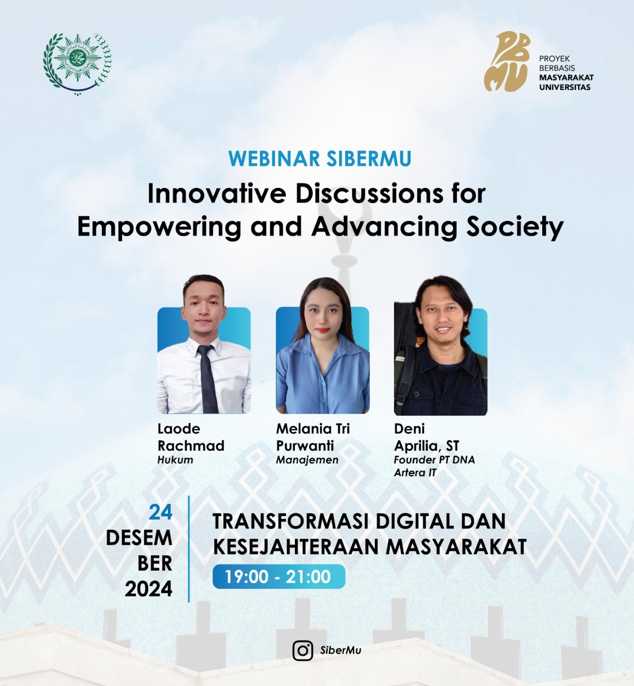 Penyampaian Materi Pemanfaatan Teknologi Informasi Dalam Peningkatan Akses Layanan Kesehatan pada webbinar sibermu Universitas Siber Muhammadiyay